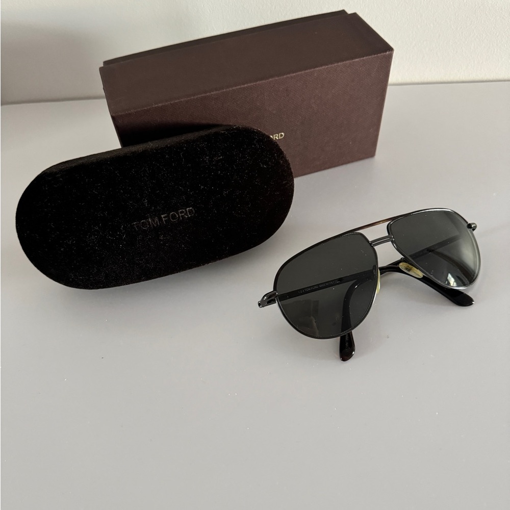 Tom Ford Black and Brown Aviator Sunglasses